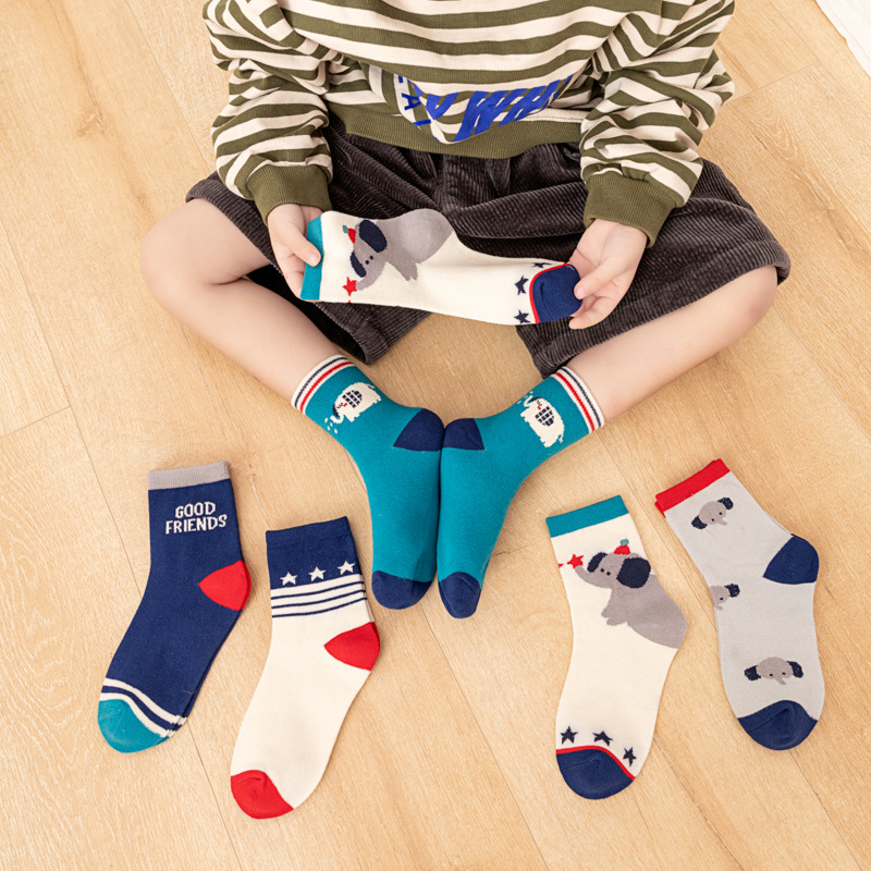 Cotton Crew Sock Pack - 5-pak skarpetek dla chłopców z nadrukiem